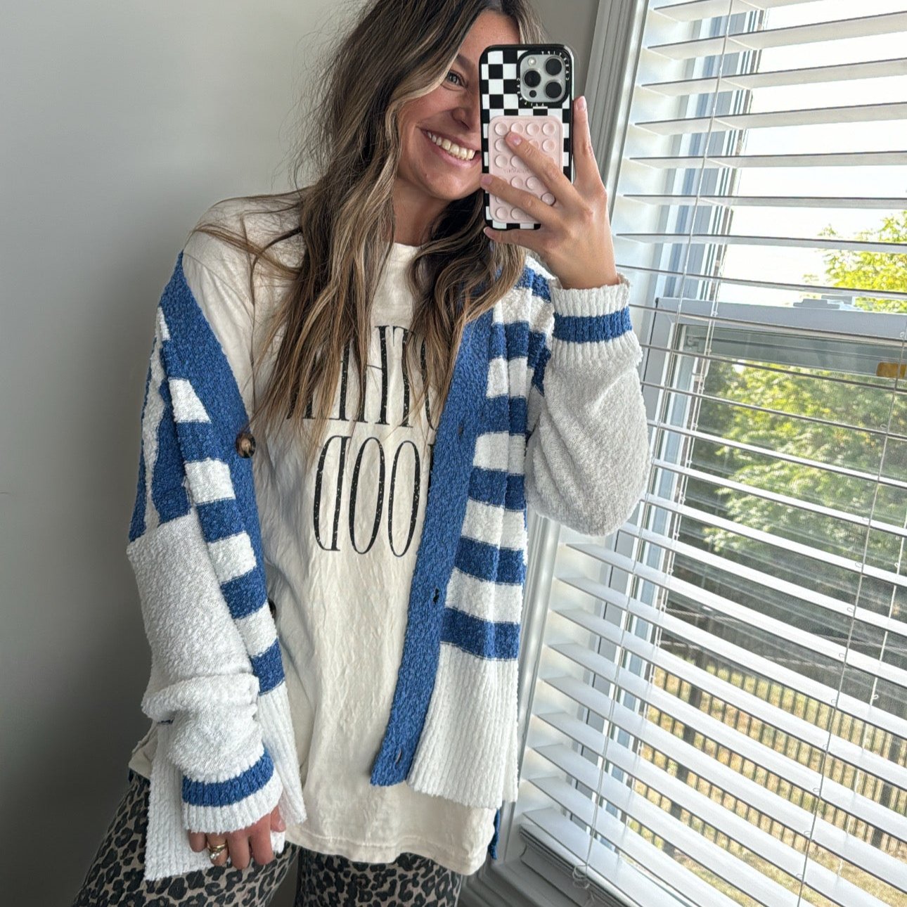 Sweet Stripes Cardigan - Blue